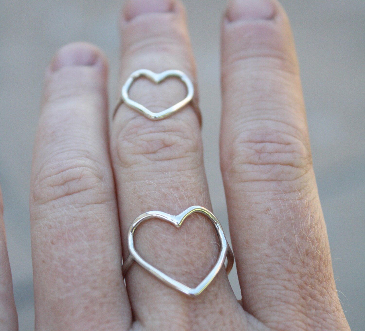 Heart Ring Sterling Silver Open Heart Ring Delicate Ring Etsy