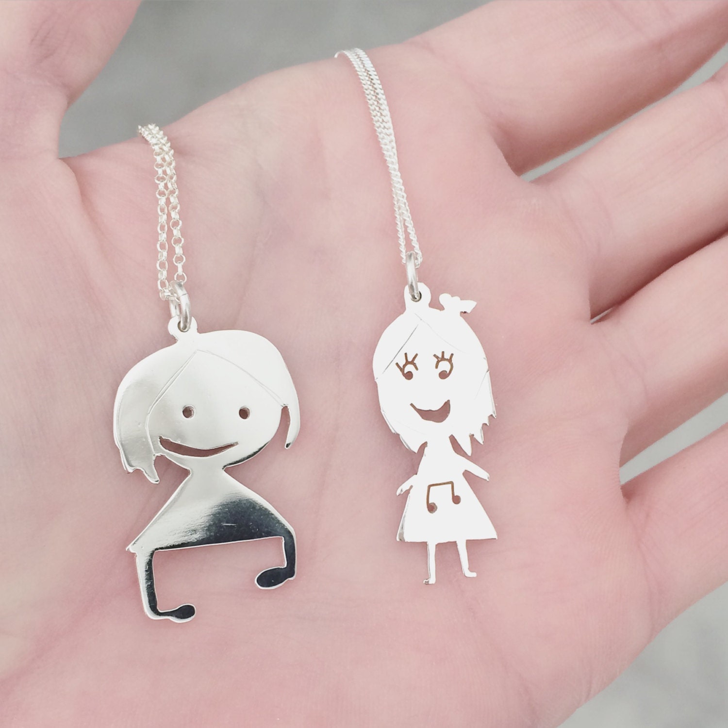 Kids Drawing Necklace / Kids Art Necklace / Childrens Drawing Etsy
