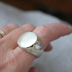 oversized signet ring for men or woman / very heavy large statement ring cast in brass or sterling silver
