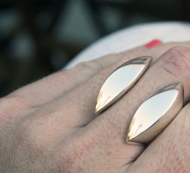 large chunky silver ring / adjustable statement ring / heavy silver ring / unique show stopper / open clam ring image 6