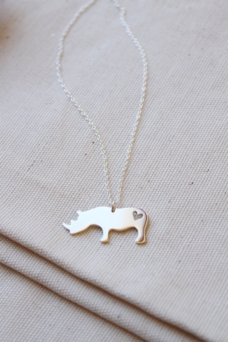 Rhino love / rhino pendant / Africa rhino / silver rhino Etsy