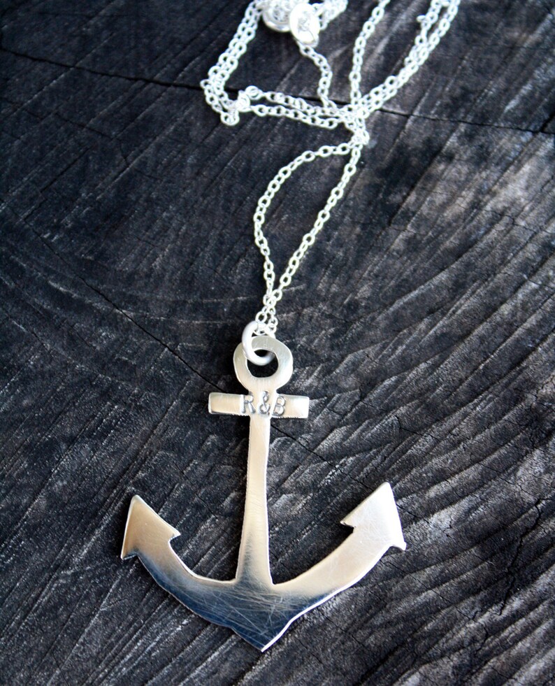 Anchor Necklace Sterling Silver Anchor Nautical Jewelry Large Etsy