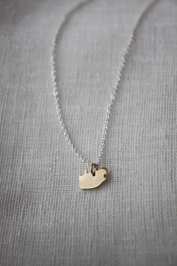 ゴールド南アフリカネックレス / 純金南アフリカペンダント / 小さな