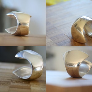 large chunky silver ring / adjustable statement ring / heavy silver ring / unique show stopper / open clam ring image 5