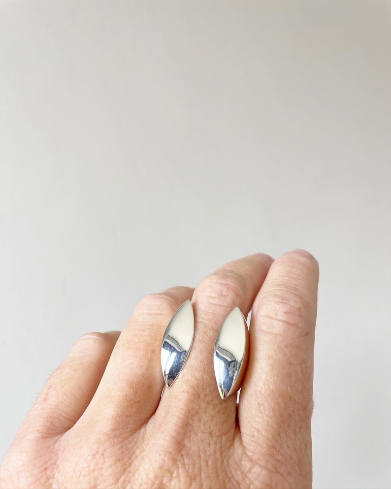 large chunky silver ring / adjustable statement ring / heavy silver ring / unique show stopper / open clam ring image 2