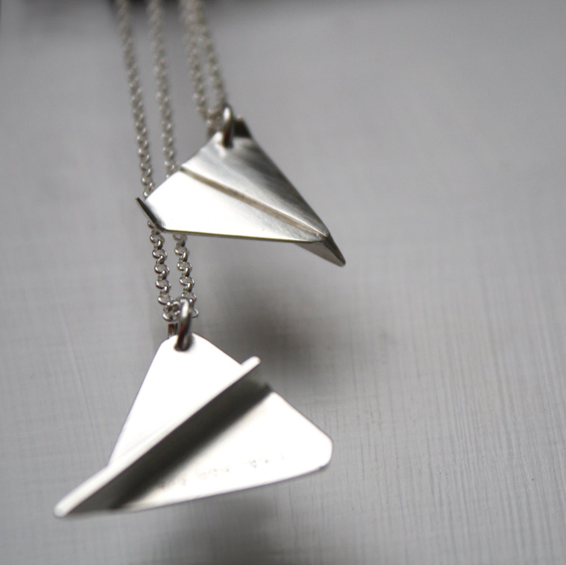 Silver paper plane paper aeroplane necklace airplane necklace Etsy