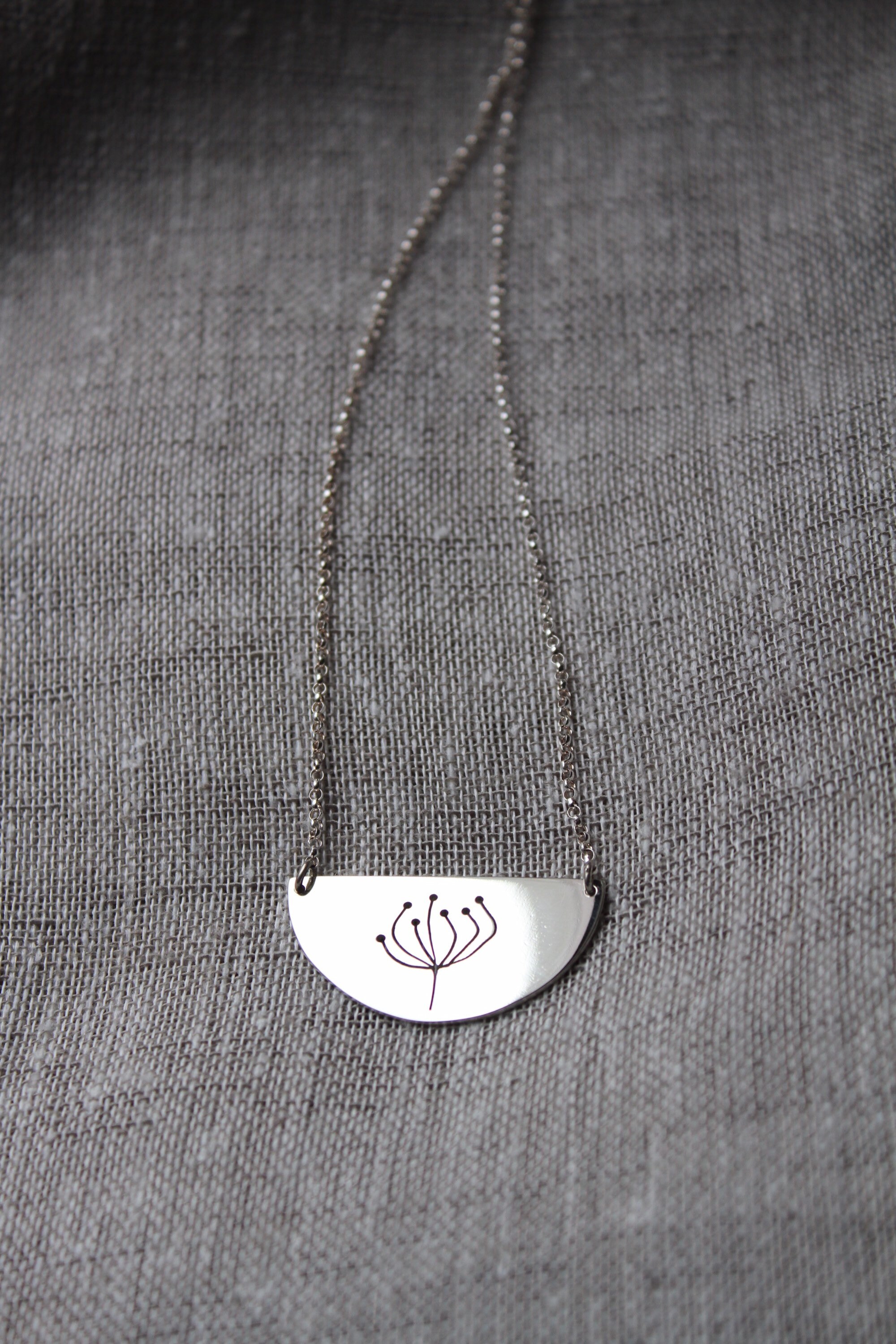 Protea necklace / pincushion protea pendant / semi circle Etsy