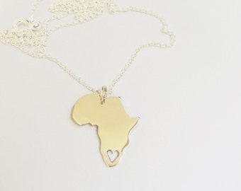 gold Africa necklace / gold Africa love / Africa pendant / tiny Africa continent necklace / Africa map jewelry