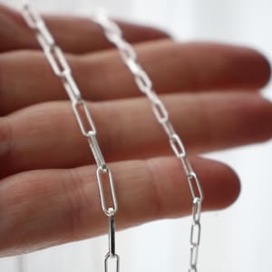 paperclip chain / chunky adjustable sterling silver paper clip necklace / minimalist modern rectangle link chain made from solid 925