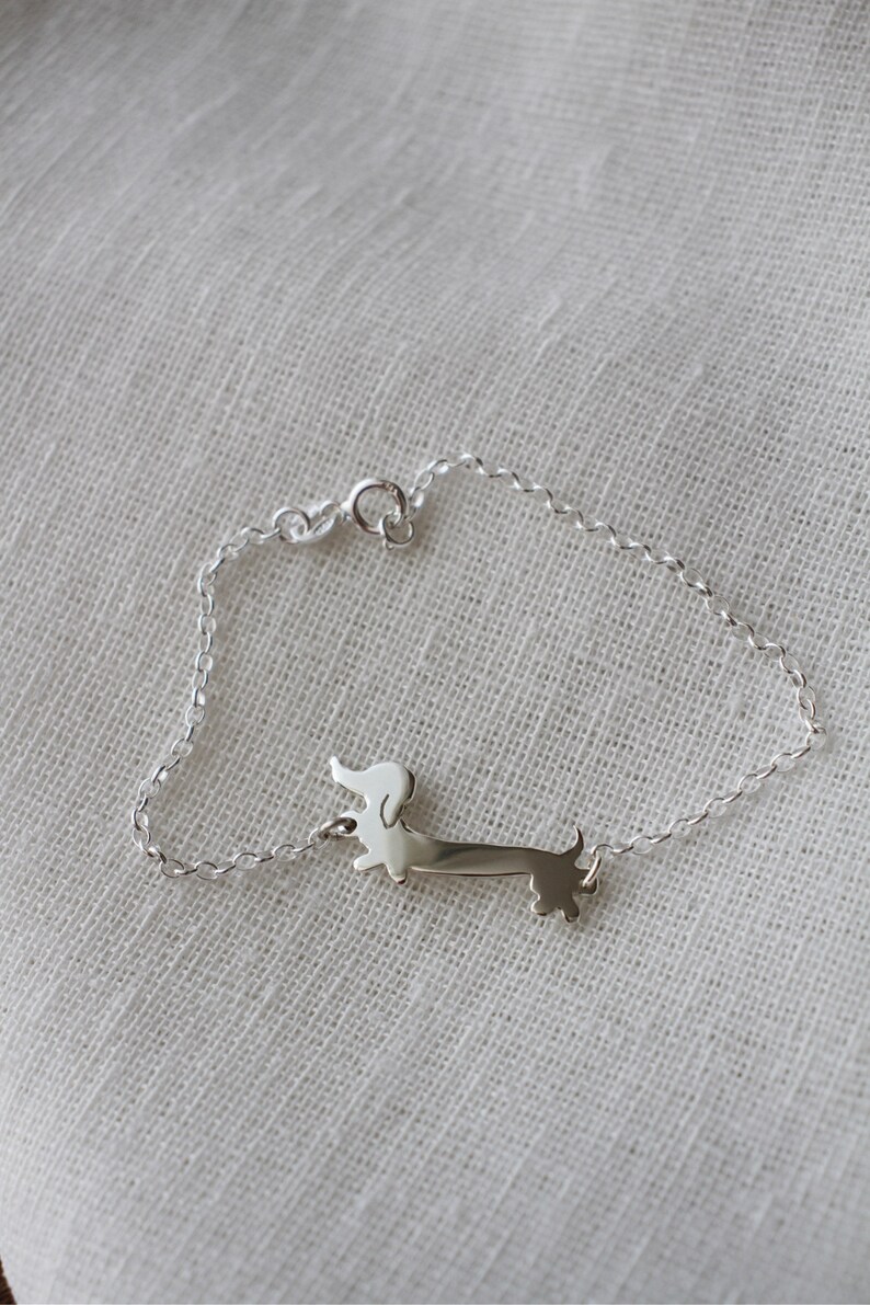 Dachshund bracelet / sausage dog bracelet / silver stacking bracelet / layering dog bracelet / gift for Dachshund lovers / Daxie jewelry image 4