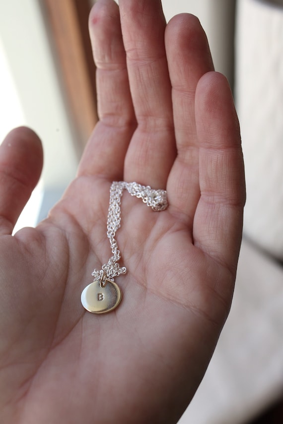 9ct gold initial disc best sale necklace