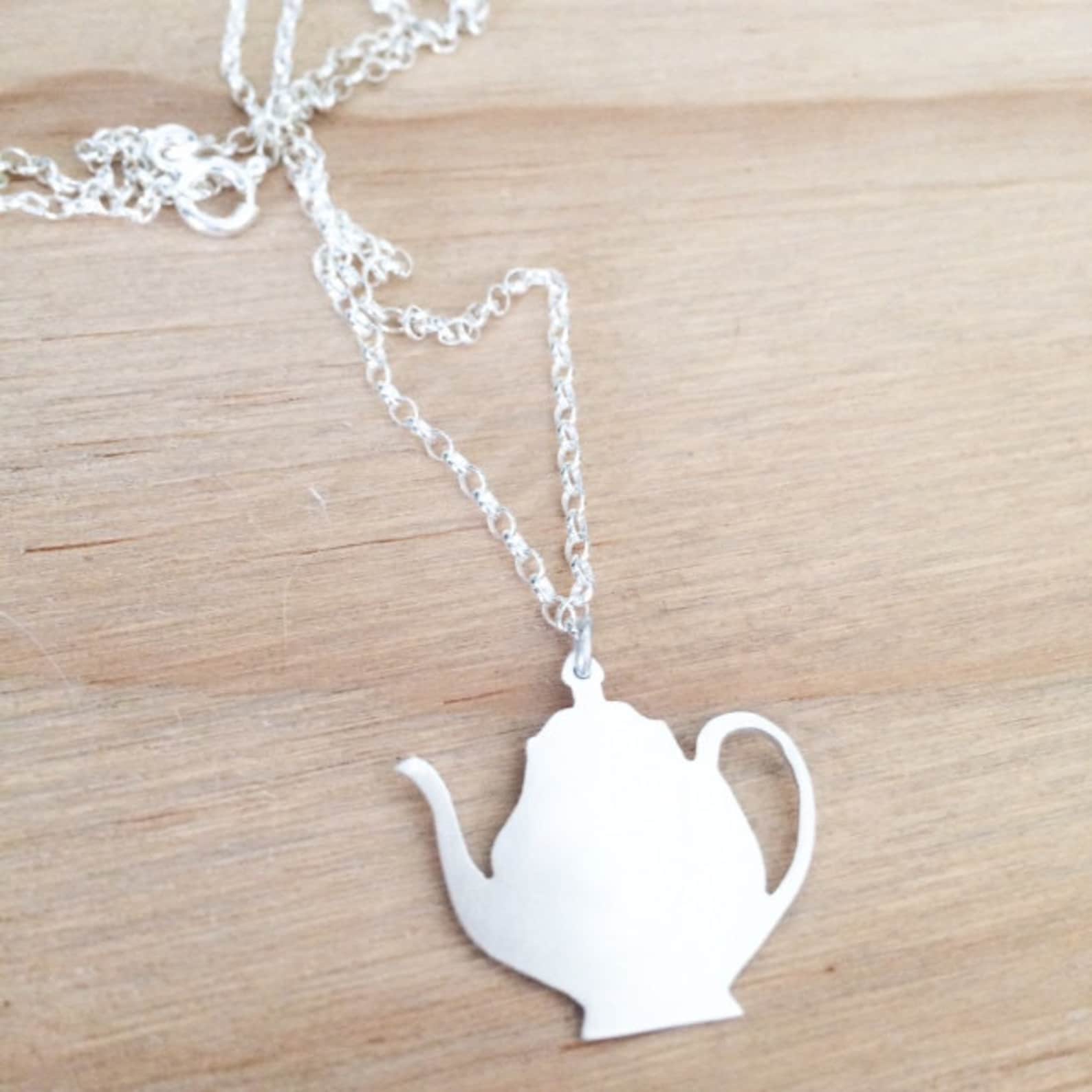 Teapot Necklace / Teapot Pendant / Mad Hatters Tea Party / Etsy