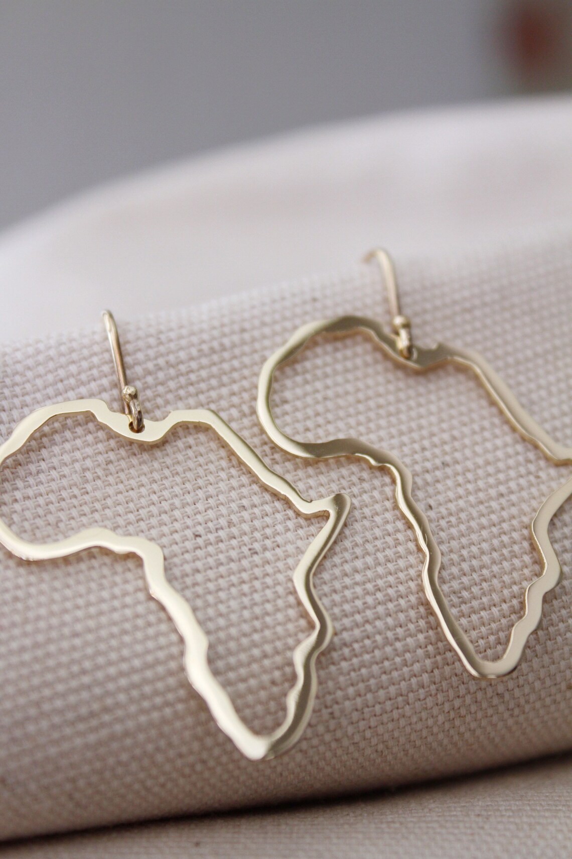 Gold Africa Earrings / Solid Gold Map of Africa Earrings / Etsy