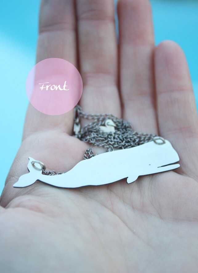 whale necklace sperm whale pendant Moby Dick quirky sterling Etsy