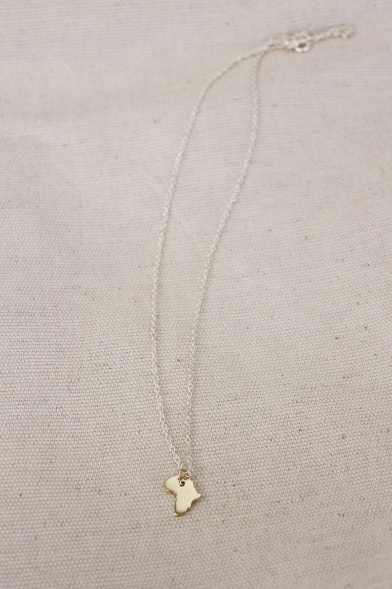 Gold Africa Necklace / Solid Gold Africa Pendant / Small Etsy