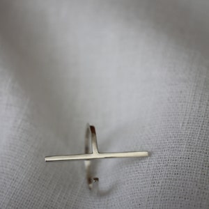 Silver Bar Ring / Parallel Bar Line Ring / Adjustable Band / Minimalist ...