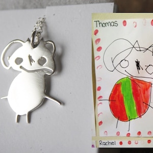 Your Childs Drawing / Kids Artwork / silver keepsake necklace / custom necklace / mothers gift