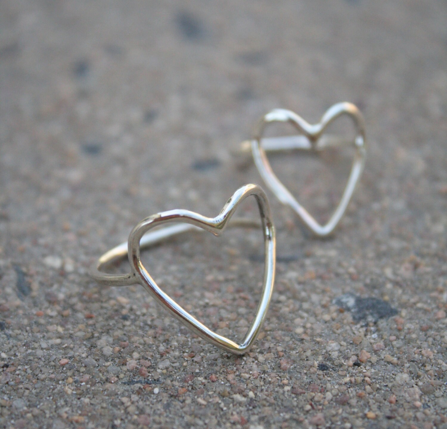 Heart Ring Sterling Silver Open Heart Ring Delicate Ring Etsy