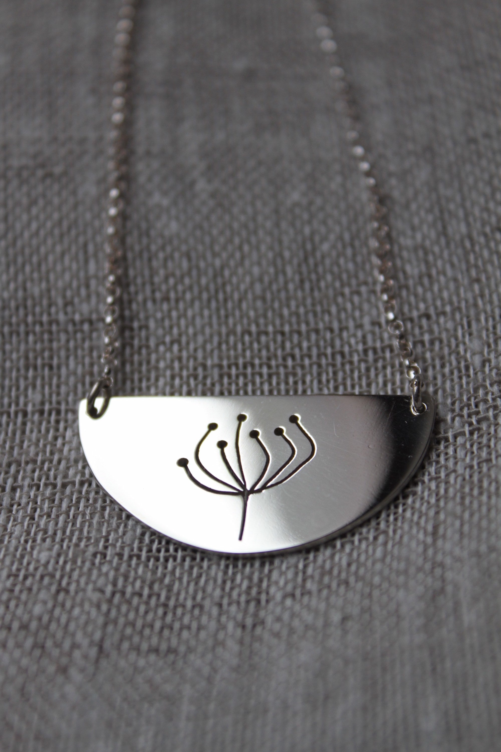 Protea necklace / pincushion protea pendant / semi circle Etsy