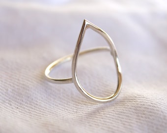 teardrop ring water drop sterling silver wire ring dainty romantic weather jewelry minimalist ring