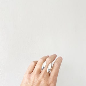 large chunky silver ring / adjustable statement ring / heavy silver ring / unique show stopper / open clam ring image 3