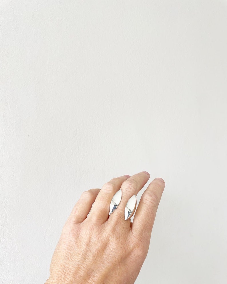 large chunky silver ring / adjustable statement ring / heavy silver ring / unique show stopper / open clam ring image 3
