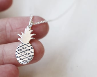 pineapple necklace / tiny silver pineapple pendant / tropical fruit pendant / silver pineapple charm