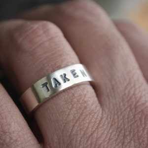 TAKEN Ring – Men&#39;s Promise Ring / Chunky Handmade Silver Band / Unique Boyfriend Gift