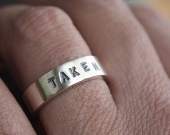 taken ring / silver mens ring / chunky unisex wedding band / heavy silver ring / unique promise ring / boyfriend gift