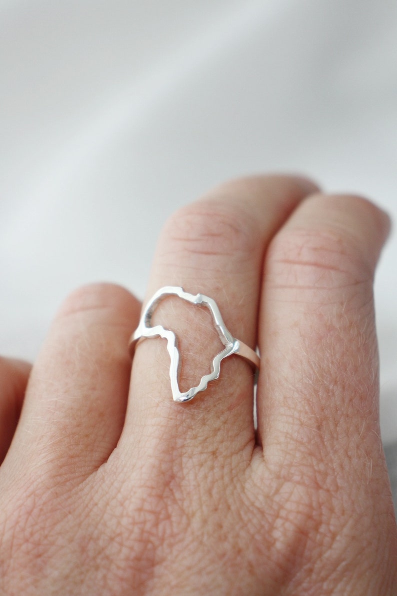 Africa ring / silver outline of Africa / dainty African continent ring / solid silver African jewelry / made in Africa / African keepsake image 3