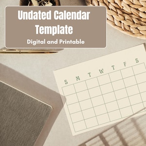 Art Nouveau Monthly Calendar: Elegant Beige Floral Printable (PDF Download