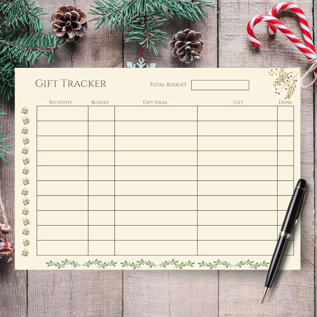 Christmas Gift Tracker Printable PDF Holiday Shopping Planner Budget ...