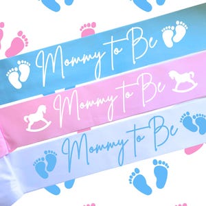 Custom Mommy to Be Sash for Baby shower,Blue Pink white baby shower sash for mama to be,mom sash,gender reveal sash,baby boy girl mom sash