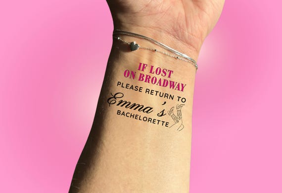 IF LOST on Broadway Nashville Bachelorette temporary tattoos,Nashville Bach Party Favors, Nashville Bridal Party Gifts, Western Bach IFLN001