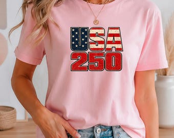 USA 250 Tee | American Flag Distressed Typography