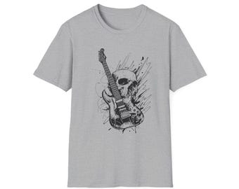 Skull Guitar Graphic Tee, Edgy Unisex T-Shirt, Music Lover
