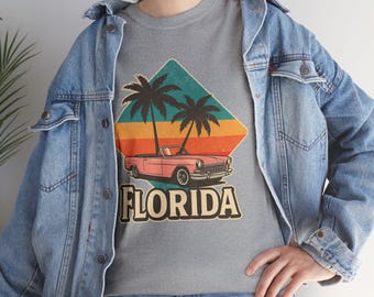 Retro Florida Vibes Tee, Unisex Heavy Cotton, Summer Apparel