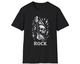 Rock Skull Guitar Graphic T-Shirt, Music Lover Soft Tee