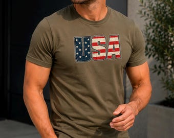 USA Flag Text Tee | American Flag Graphic T-Shirt