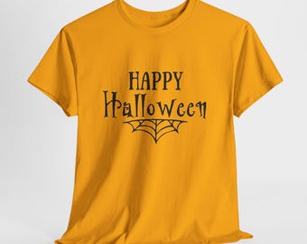 Happy Halloween spiderweb T-Shirt | Halloween tee, spooky font