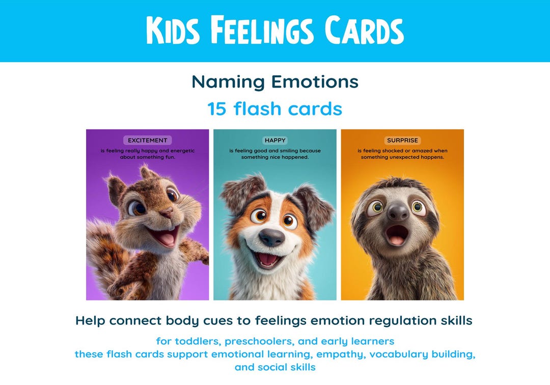 Animal Emotion Flash Cards | Feelings & Emotions Cards for Kids ...