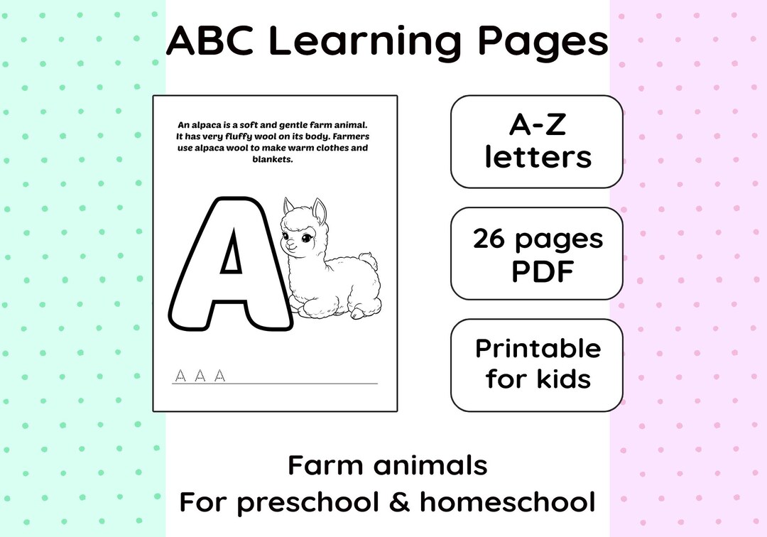 Farm Animals ABC Learning Pages – Printable Letter Recognition Activity ...