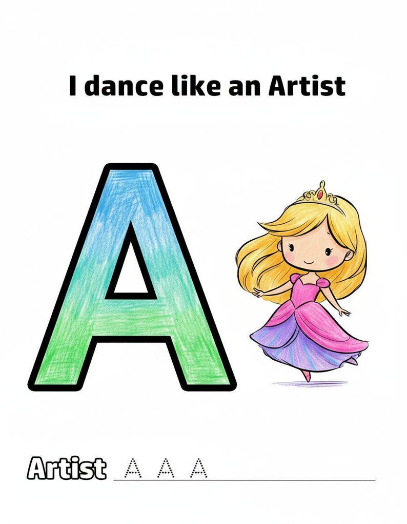 Alphabet Coloring Book - Dancing Princess | ABC Princess Coloring Pages ...