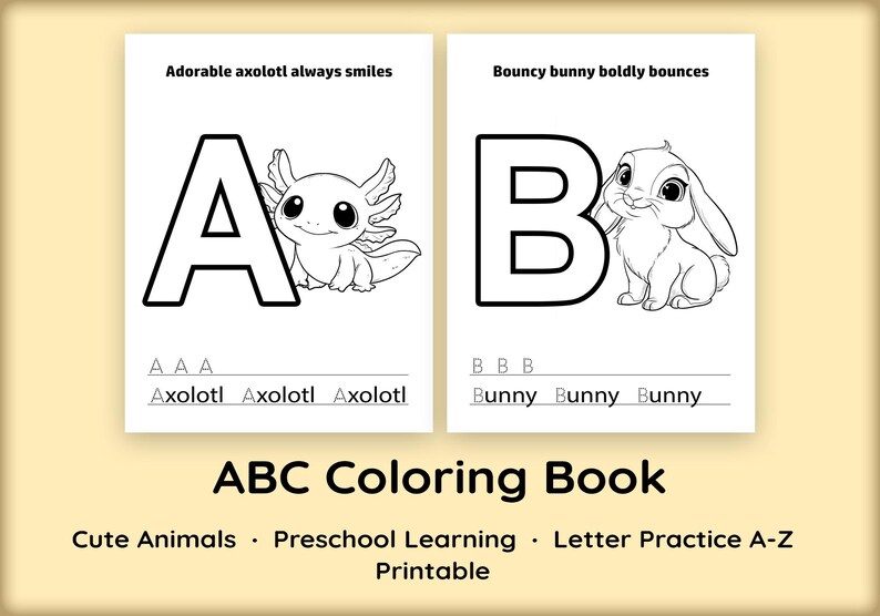 Alphabet Animal Coloring Book Printable • Animals ABC Coloring Pages ...