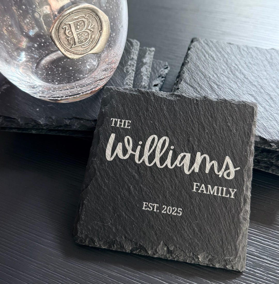 Personalized Family Slate Coaster – Custom Last Name With Est. Year ...