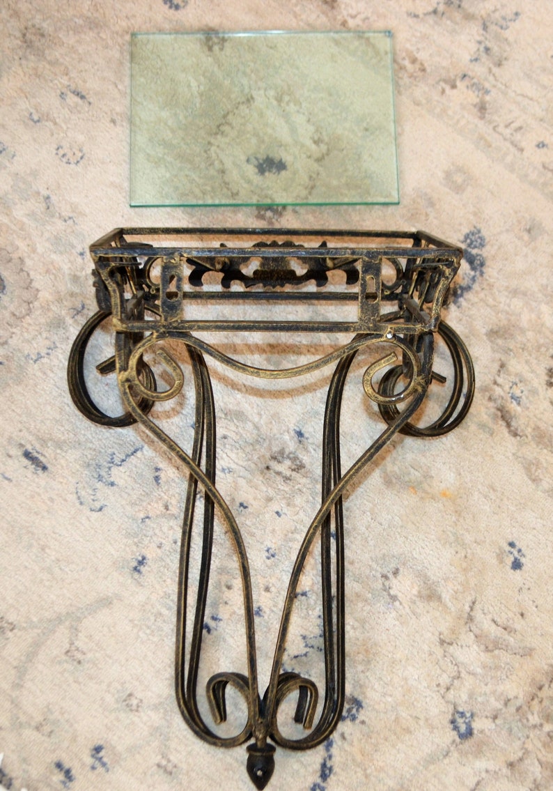 Vintage Home Decor Large Metal Scroll Wall Shelf with Glass Etsy