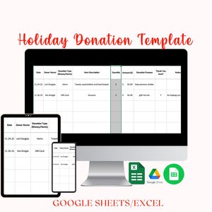 Seasonal Donation Tracker Spreadsheet Digital Download
