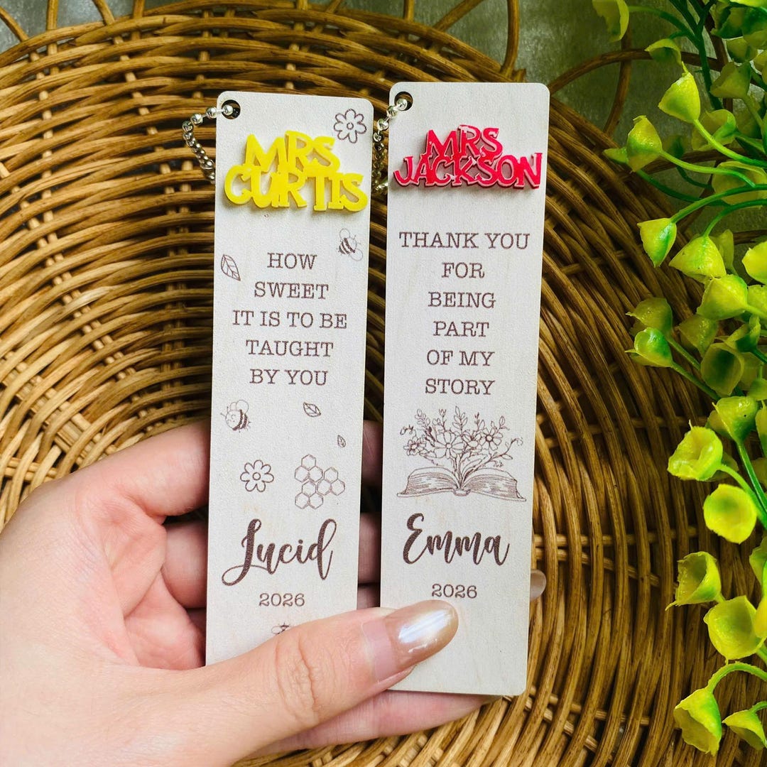 Personalized Teacher Bookmark Gift, Rainbow Bookmark, Thank You Teacher ...