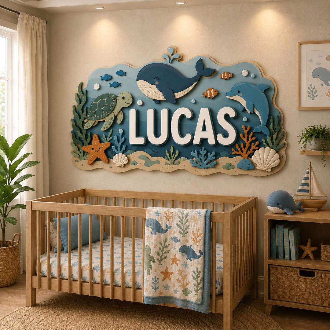 Personalized Ocean Nursery Name Sign, Under the Sea Baby Name Wall ...