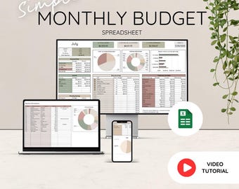 Boho Monthly Budget Spreadsheet: Google Sheets Finance Planner (Digital Download)